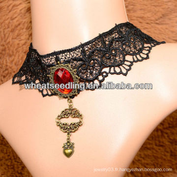 Collier en dentelle Chantilly avec accessoires de charme LS-63